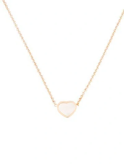 Pre-owned Chopard 18k Mother Of Pearl Happy Hearts Pendant Necklace, 16" In Multi