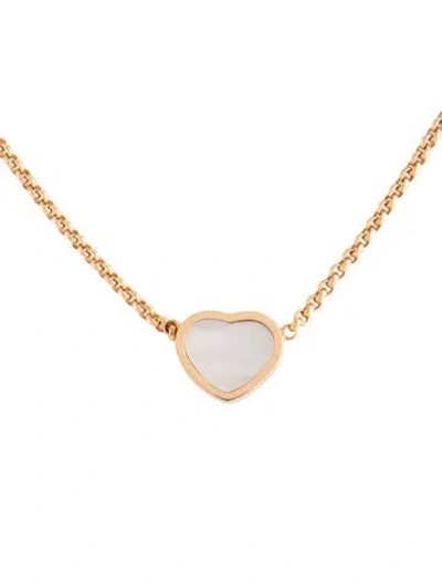 Pre-owned Chopard 18k Mother Of Pearl My Happy Hearts Pendant Necklace, 16" In Multicolor