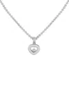 Pre-owned Chopard Happy 18k White Gold Diamond Heart Pendant Necklace Ch24-031325