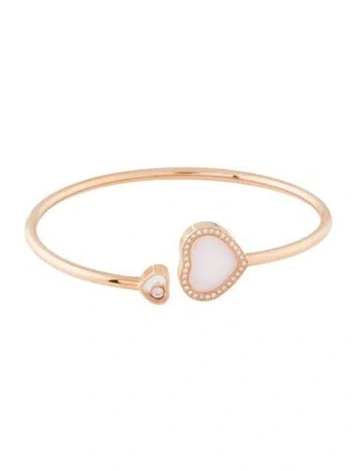 Pre-owned Chopard 18k Opal & Diamond Happy Hearts Cuff Bracelet, 7" In Multi