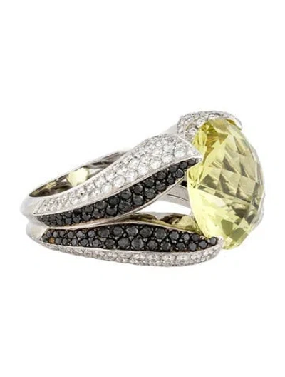 Pre-owned Chopard 18k Quartz & Diamond Cocktail Ring In Multi
