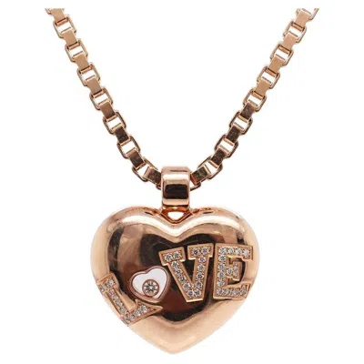 Pre-owned Chopard 18k Rose Gold Diamond Love Heart Necklace In Red