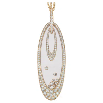 Pre-owned Chopard 18k Rose Gold Happy Diamonds Floating Oval Pendant Necklace In Red