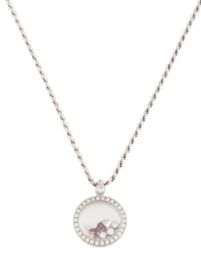 Pre-owned Chopard 18k Ruby & Diamond Fish Pendant Necklace, 17" In Multicolor