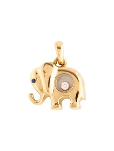 Pre-owned Chopard 18k Sapphire & Diamond Happy Elephant Pendant, 0.75" In Multicolor