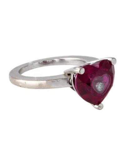 Pre-owned Chopard 18k Synthetic Ruby & Diamond So Happy Cocktail Ring In Multi