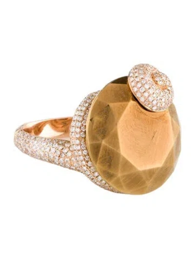 Pre-owned Chopard 18k Titanium Stone & Diamond Cocktail Ring In Multi