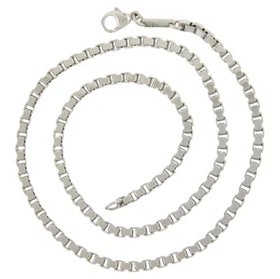 Pre-owned Chopard 18k White Gold 16" 3mm Polished Box Link Chain Necklace W/ Lobster Claw