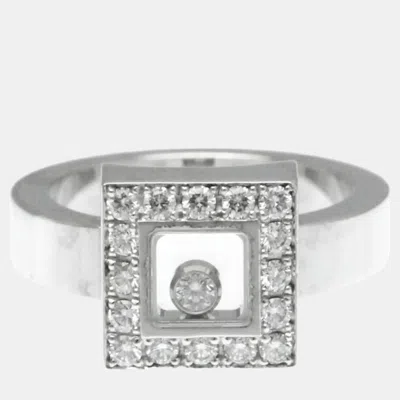 Pre-owned Chopard 18k White Gold And Diamond Happy Diamond Ring Eu 50