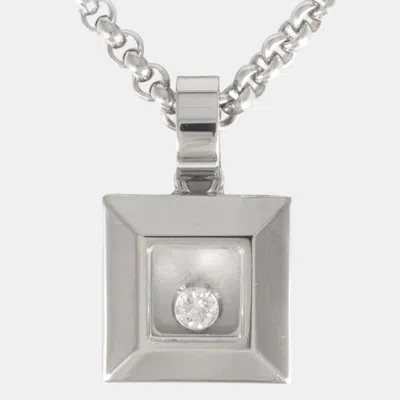 Pre-owned Chopard 18k White Gold And Diamond Happy Diamonds Pendant Necklace