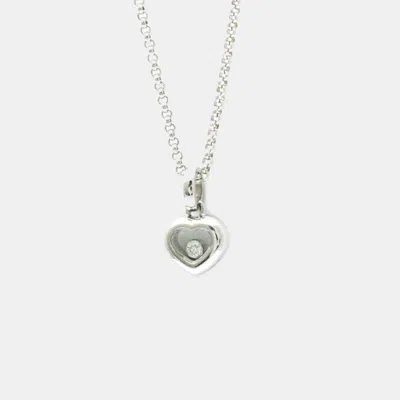 Pre-owned Chopard 18k White Gold And Diamond Happy Diamonds Pendant Necklace