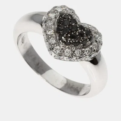 Pre-owned Chopard 18k White Gold And Diamond Happy Diamonds Ring Eu 54