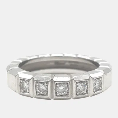 Pre-owned Chopard 18k White Gold And Diamond Ice Cube Band Ring Eu 50