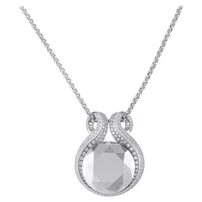Pre-owned Chopard 18k White Gold Diamond And Hematite Necklace