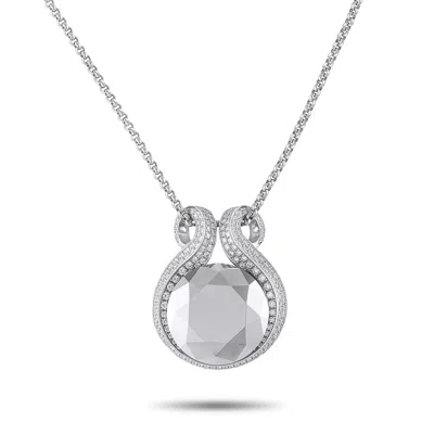 Chopard 18k White Gold Diamond And Hematite Necklace Ch09-031725 In Silver