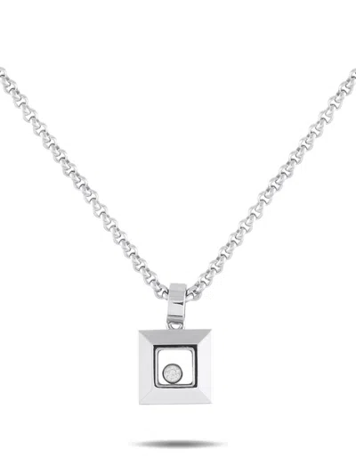 Pre-owned Chopard 18k White Gold Diamond Pendant Necklace In Silver