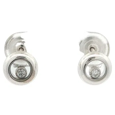 Pre-owned Chopard 18k White Gold Happy Diamond Floating Round Stud Earrings