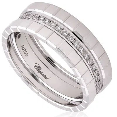 Chopard 18k White Gold Ice Cube Diamond Ring In Metallic