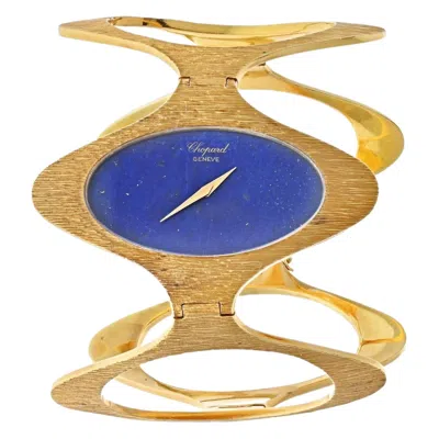 Pre-owned Chopard 18k Yellow Gold 1970's Bark Finish Lapis Dial 1970's Wrist Watch
