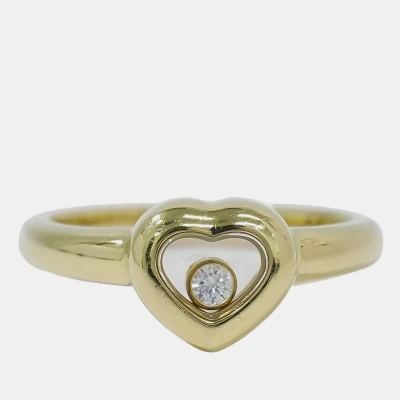 Pre-owned Chopard 18k Yellow Gold And Diamond Happy Diamonds Heart Cocktail Ring