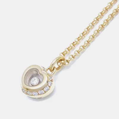 Pre-owned Chopard 18k Yellow Gold And Diamond Happy Diamonds Heart Pendant Necklace