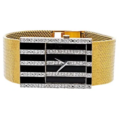 Pre-owned Chopard 18k Yellow Gold Diamond Grid Ref 2044 Manual Wind Onyx Ladies Watch