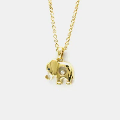 Pre-owned Chopard 18k Yellow Gold Diamond Sapphire Happy Diamonds Elephant Pendant Necklace