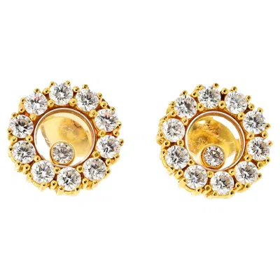 Pre-owned Chopard 18k Yellow Gold Happy Diamond Round 1.20cttw Stud Earrings