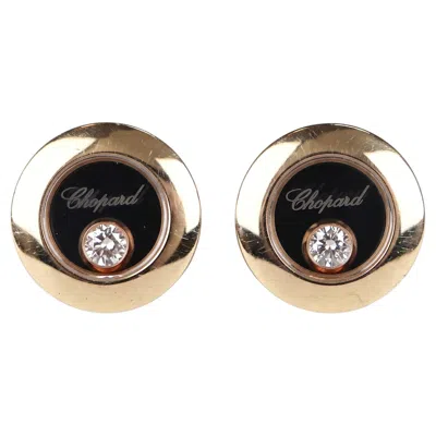 Pre-owned Chopard 18k Yellow Gold Happy Floating Diamond Circle Stud Earrings