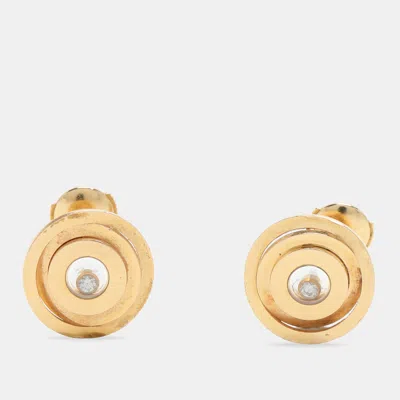 Pre-owned Chopard 18k Yellow Gold Happy Spirit Range Diamond Earrings