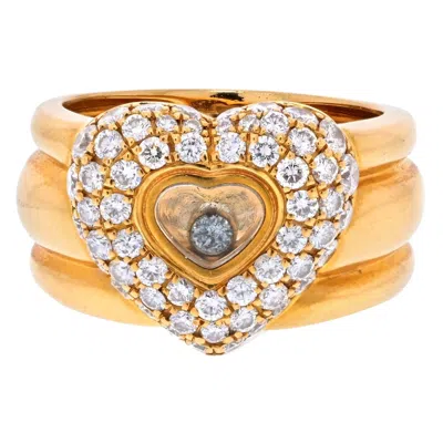 Pre-owned Chopard 18k Yellow Gold Pave Heart Shape Floating Diamond Ring