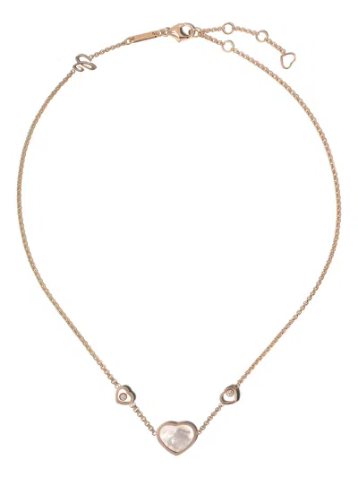 Chopard 18kt Rose Gold, Diamond Happy Hearts Neckace In Pink