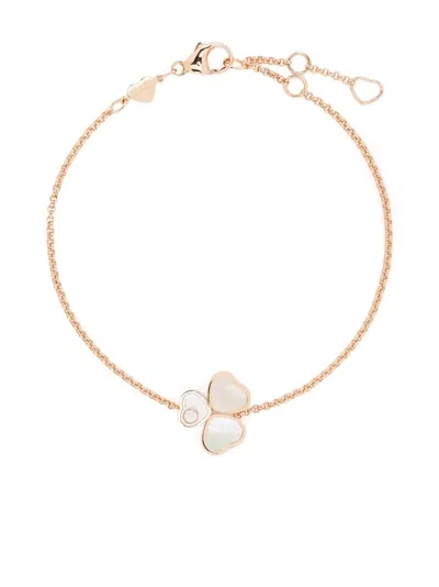 Chopard 18kt Rose Gold Happy Hearts Wings Diamond And Mother-of-pearl Bracelet In Pink