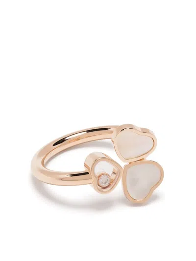 Chopard 18kt Rose Gold Happy Hearts Wings Diamond And Mother-of-pearl Ring In Pink