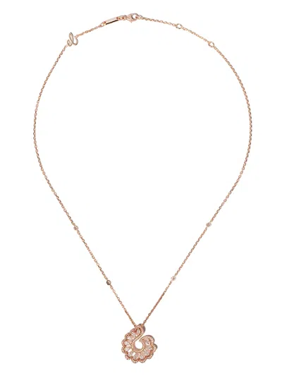 Chopard 18kt Rose Gold Diamond Swirl Pendant Necklace In Pink