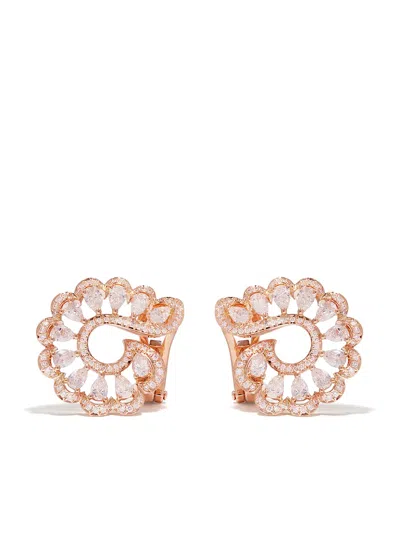 Chopard 18kt Rose Gold Diamond Swirl Earrings In Pink
