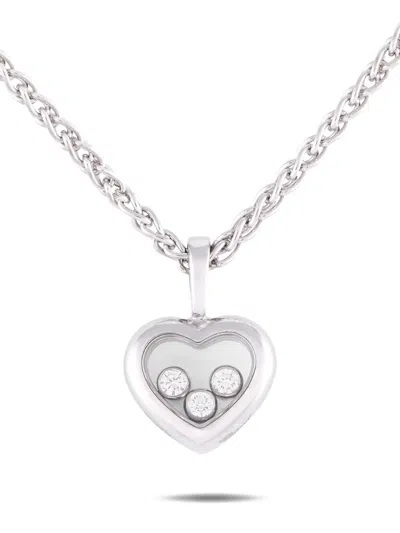 Pre-owned Chopard 18kt White Gold Heart Diamond Necklace In Silver