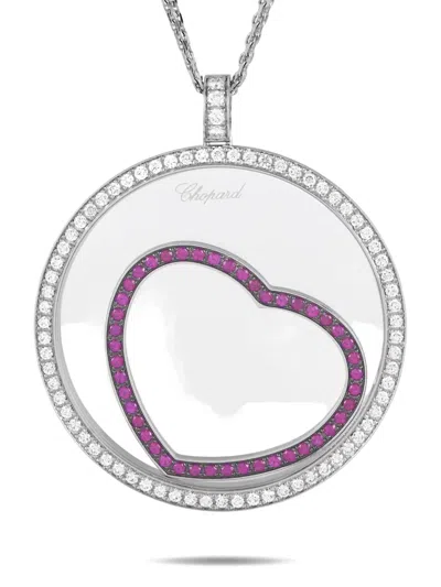 Pre-owned Chopard 18kt White Gold Heart Pendant Necklace In Silver