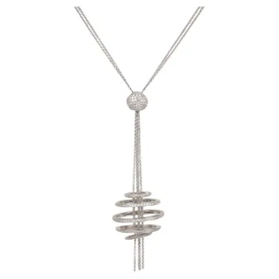 Pre-owned Chopard 2 Carat Diamond Pave Sphere Drop 18k White Gold Chain Necklace