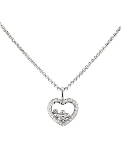 Pre-owned Chopard 2000s 18k White Gold Happy Diamonds Diamond Necklace In Silver
