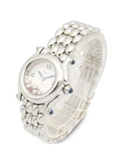 Pre-owned Chopard 2010s Diamond Happy Sport 26mm Watch In White