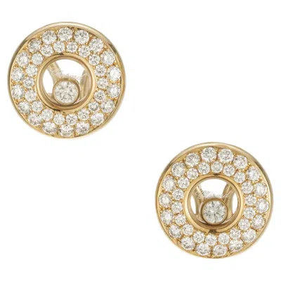 Pre-owned Chopard .76 Carat Diamond 18k Yellow Gold Happy Diamond Clip Post Earrings