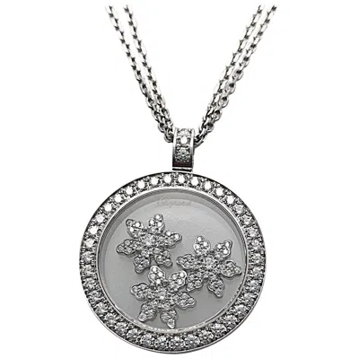 Pre-owned Chopard .96 Carat Diamond Happy Snow Flakes Pendant, Double Chain In White