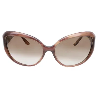 Pre-owned Chopard Acetate Striped Beige Frame Gradient Camel Lenses Sunglasses 95221-0147 In Brown