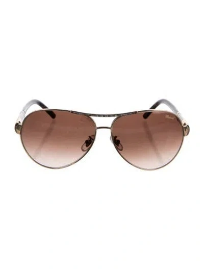 Pre-owned Chopard Aviator Gradient Sunglasses In Black/gold