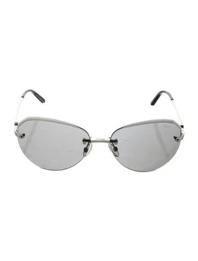 Pre-owned Chopard Aviator Tinted Sunglasses In Silver