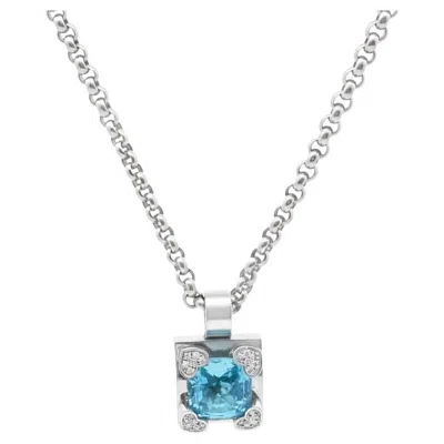 Pre-owned Chopard Blue Topaz And Diamond Pendant Necklace Circa 2000