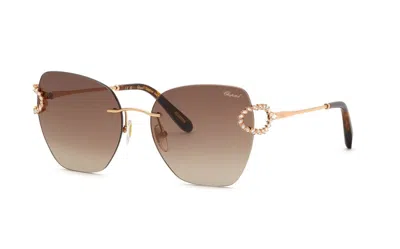 Chopard Brown Gradient Butterfly Ladies Sunglasses Schm14s 08fc 57 In ["brown","gold Tone"]