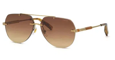 Chopard Brown Gradient Pilot Men's Sunglasses Schg37 08ff 63 In ["grey","brown","gold Tone"]