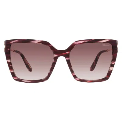 Chopard Brown Gradient Square Ladies Sunglasses Sch371s 01g2 56 In Red